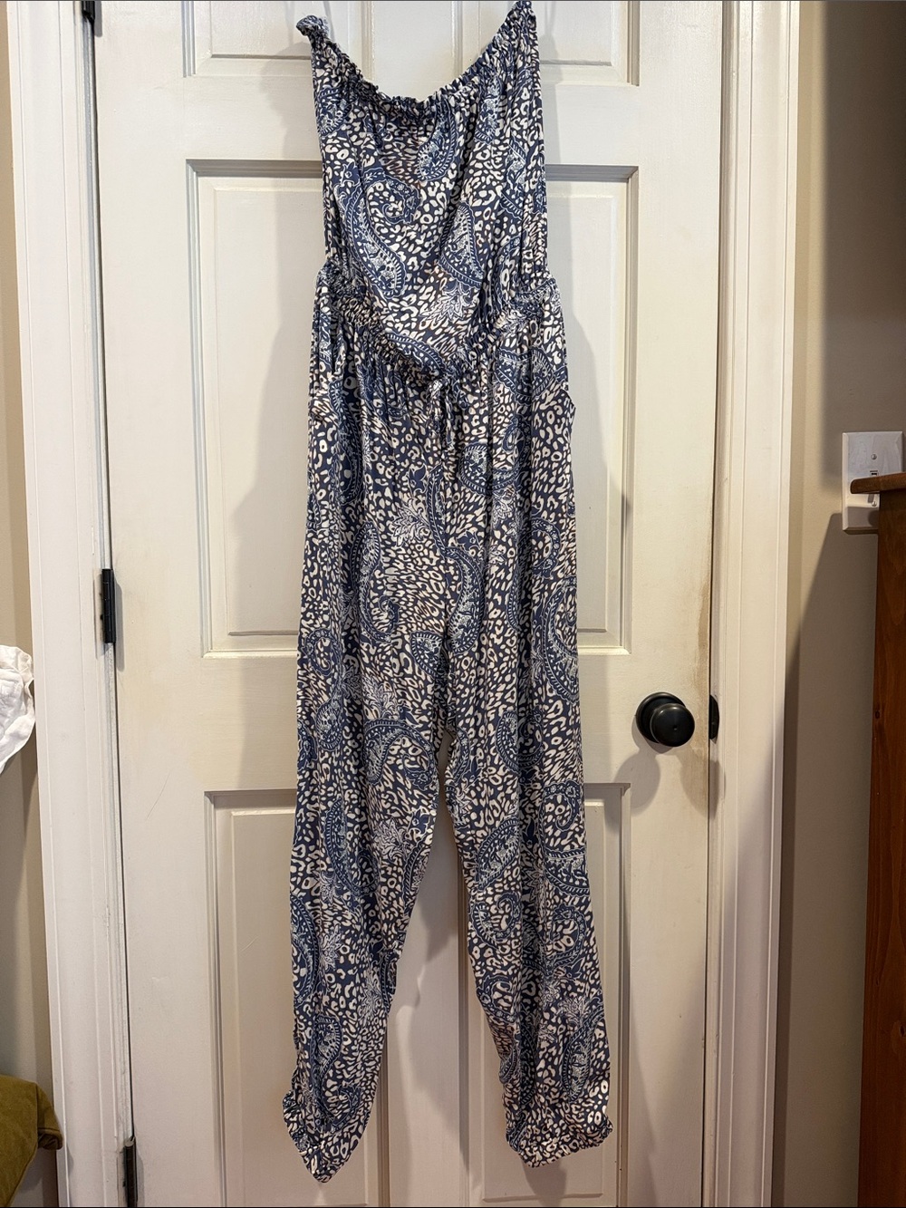 Women’s Blue Paisley Wide-Leg Jumpsuit